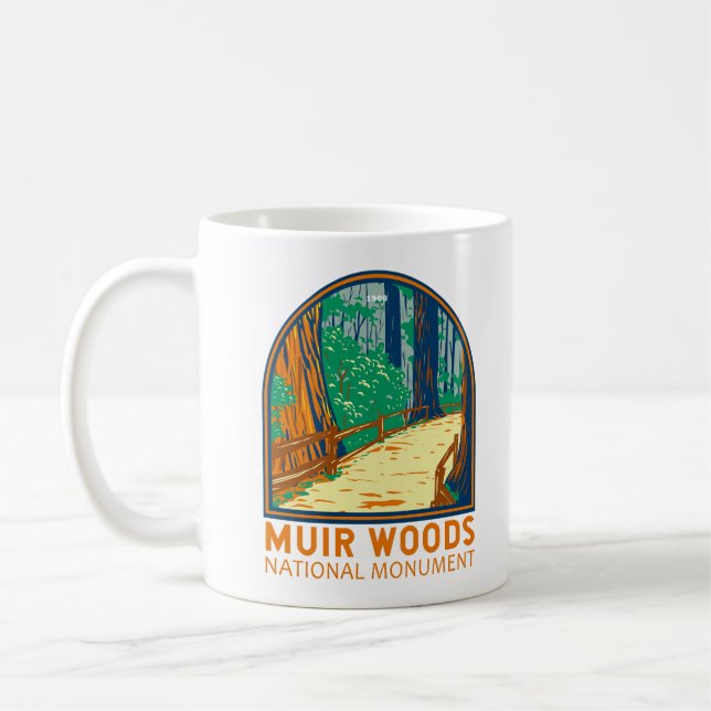 Muir Woods National Monument California Emblem Coffee Mug (Left)