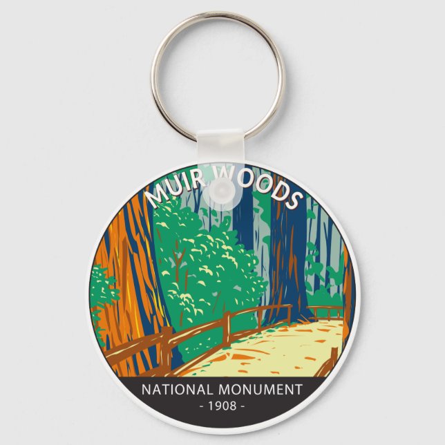 Muir Woods National Monument California Vintage Keychain (Front)
