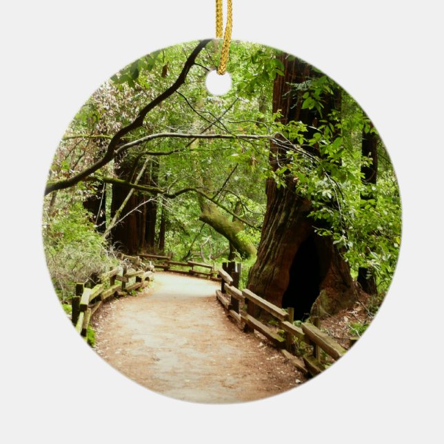Muir Woods Path II Nature Photography Ceramic Ornament (Front)