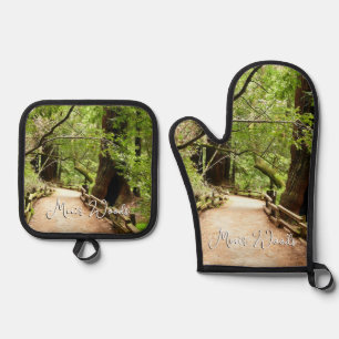 Muir Woods Path II Nature Photography Oven Mitt & Pot Holder Set