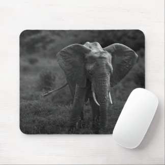 Muismat elephant black and white mouse pad