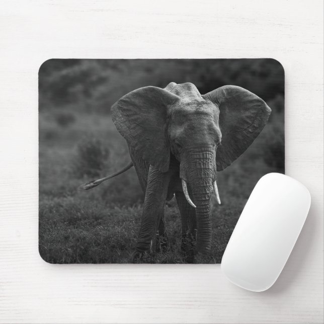 Muismat elephant black and white mouse pad (With Mouse)