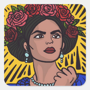 Mujer Mexicana Empowered Comic Style Pop Art Square Sticker