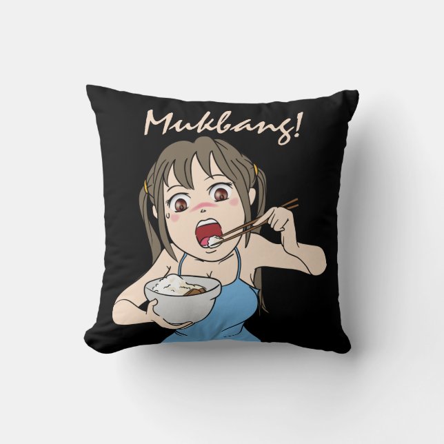 Mukbang Throw Pillow (Front)