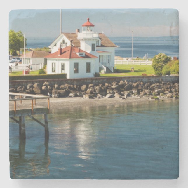 Mukilteo Lighthouse, Mukilteo, Washington, USA Stone Coaster (Front)