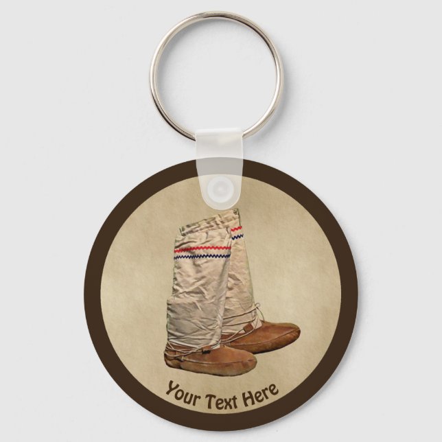 Mukluks On Old Paper Keychain (Front)