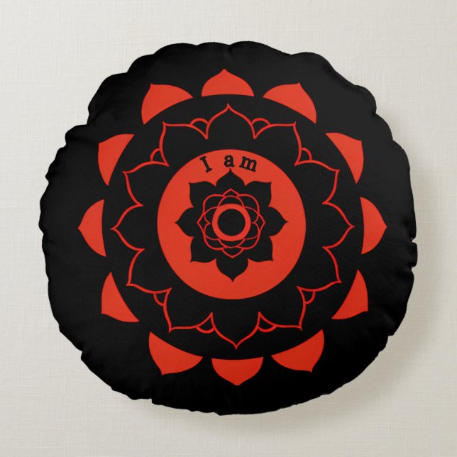 Muladhara Red Mandala Root Chakra  Round Pillow (Front)