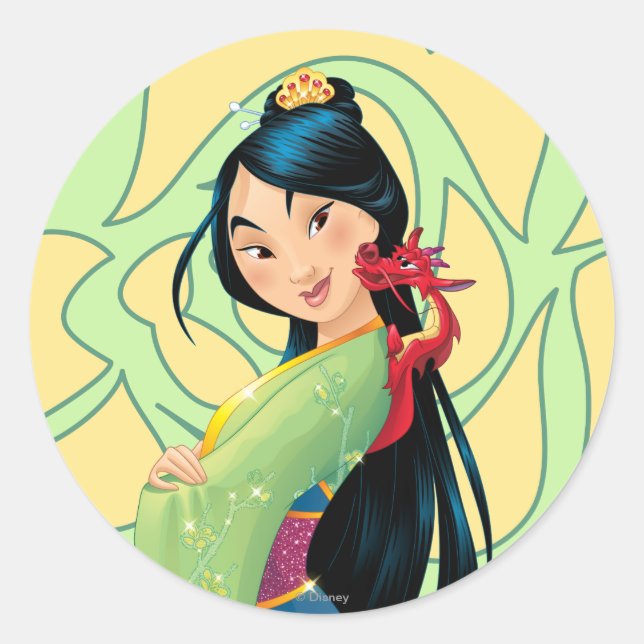 Mulan and Mushu Classic Round Sticker (Front)