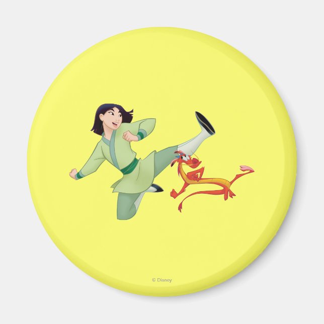 Mulan and Mushu Kicking Magnet (Front)