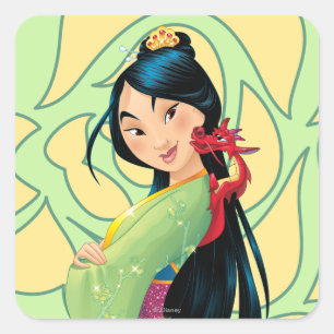 Mulan and Mushu Square Sticker