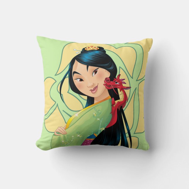 Mulan and Mushu Throw Pillow (Front)