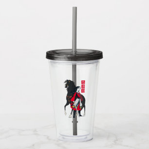 Mulan Beside Black Wind Illustration Acrylic Tumbler