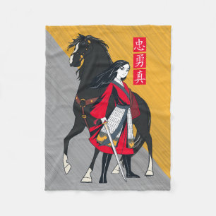 Mulan Beside Black Wind Illustration Fleece Blanket