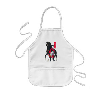 Mulan Beside Black Wind Illustration Kids Apron