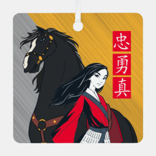 Mulan Beside Black Wind Illustration Metal Ornament
