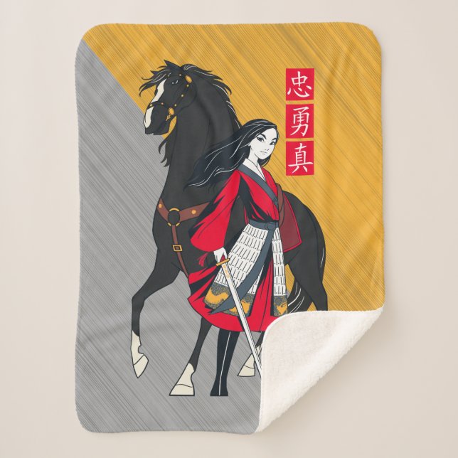 Mulan Beside Black Wind Illustration Sherpa Blanket (Front)