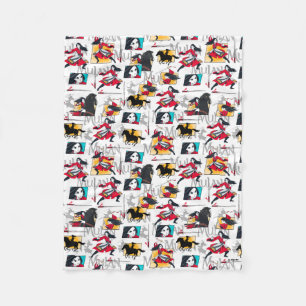 Mulan Illustrated Panels Pattern Fleece Blanket