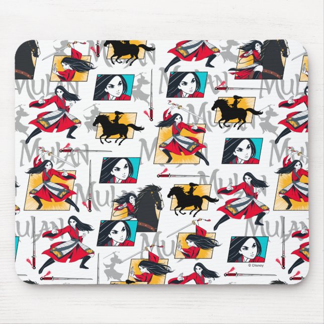 Mulan Illustrated Panels Pattern Mouse Pad (Front)