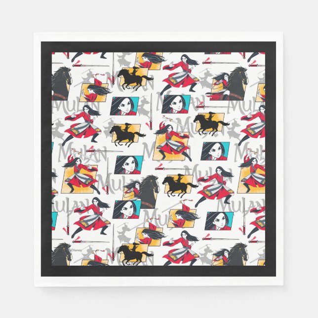 Mulan Illustrated Panels Pattern Napkin (Front)