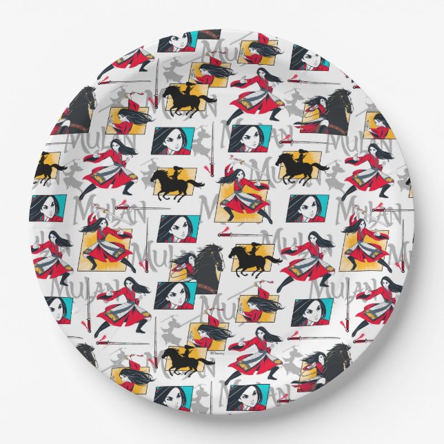 Mulan Illustrated Panels Pattern Paper Plate (Front)