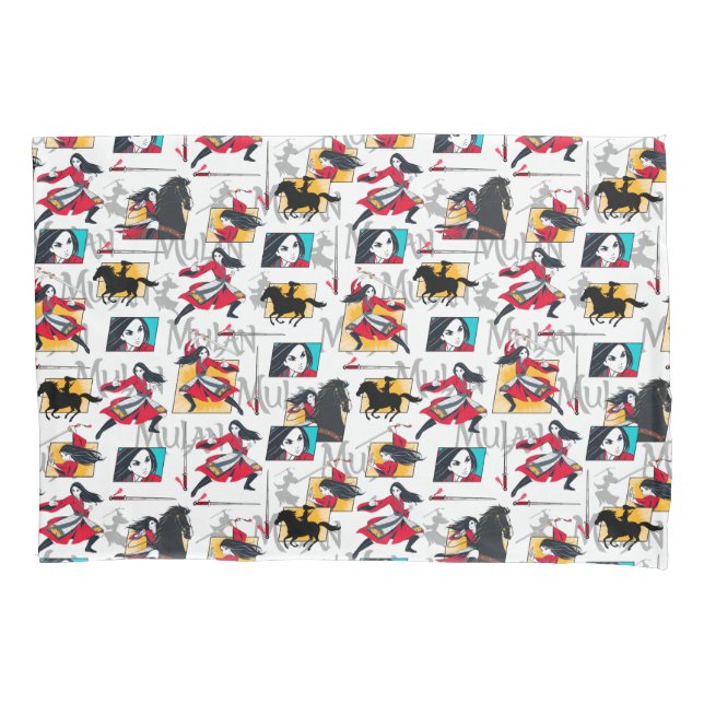 Mulan Illustrated Panels Pattern Pillowcase (Front)