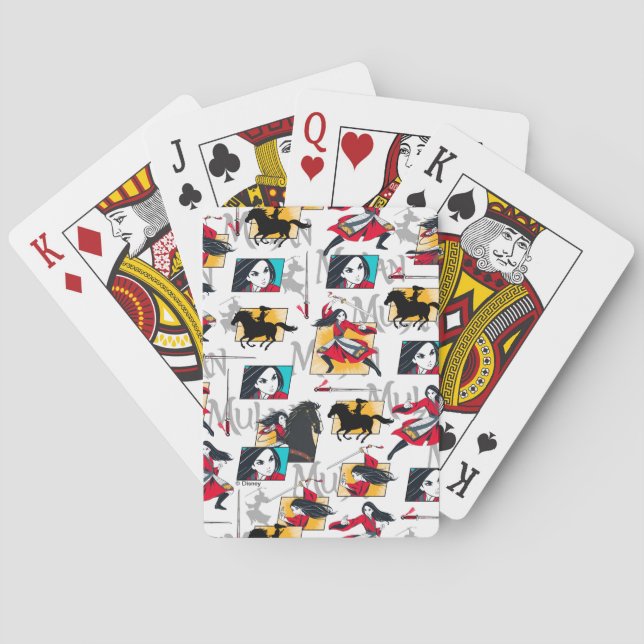 Mulan Illustrated Panels Pattern Playing Cards (Back)