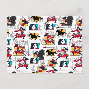 Mulan Illustrated Panels Pattern Postcard