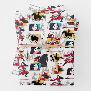 Mulan Illustrated Panels Pattern Wrapping Paper Sheet
