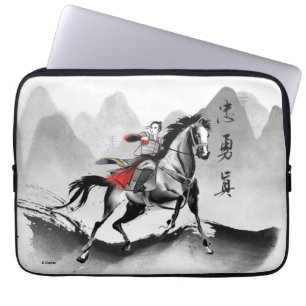 Mulan In Armor Riding Black Wind Watercolor Laptop Sleeve