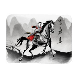 Mulan In Armor Riding Black Wind Watercolor Magnet