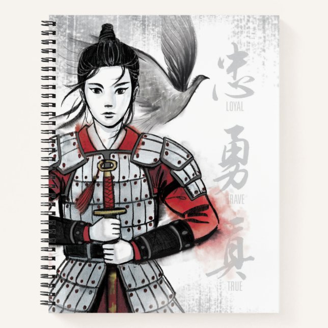 Mulan In Armour "Loyal Brave True" Watercolor Notebook (Front)