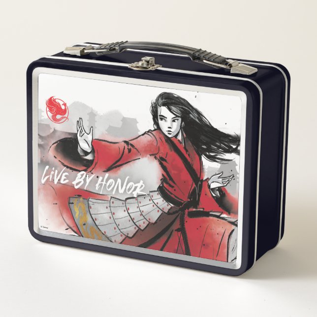 Mulan "Live By Honor" Watercolor Metal Lunch Box (Front)