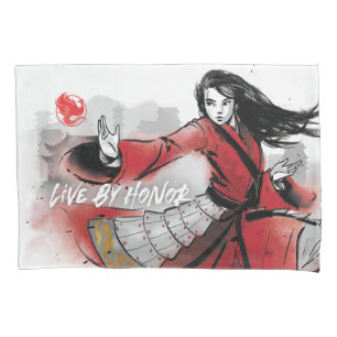 Mulan "Live By Honor" Watercolor Pillowcase