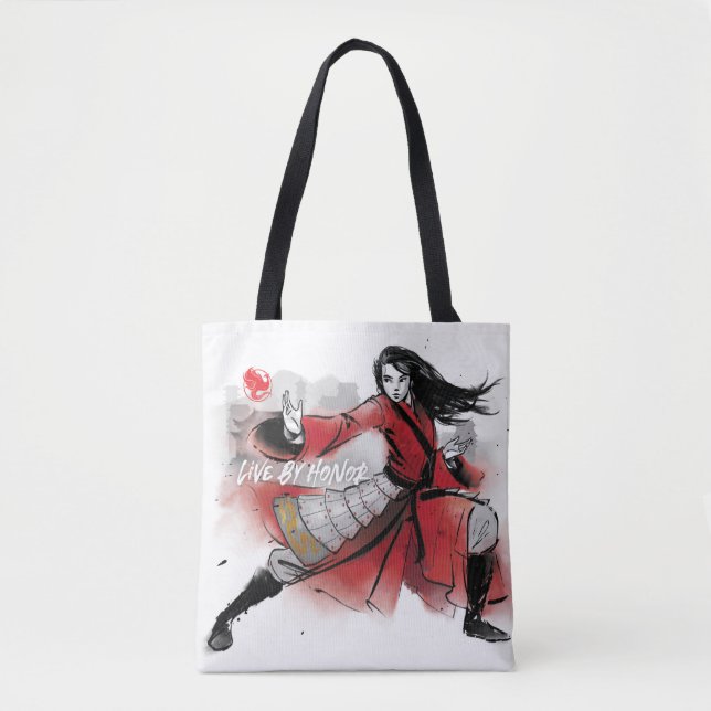 Mulan "Live By Honor" Watercolor Tote Bag (Front)