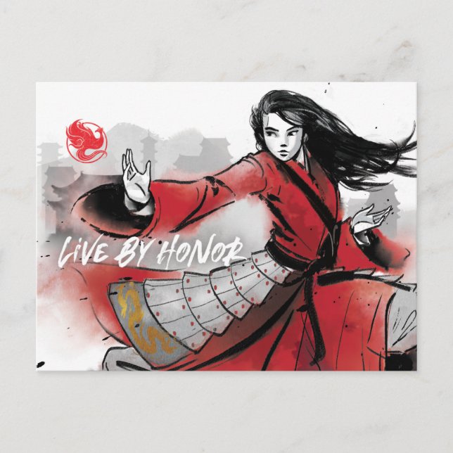 Mulan "Live By Honour" Watercolor Postcard (Front)