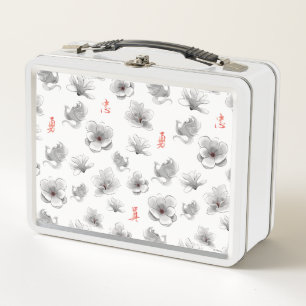 Mulan "Loyal Brave True" Flower & Spirit Pattern Metal Lunch Box