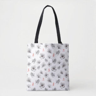 Mulan "Loyal Brave True" Flower & Spirit Pattern Tote Bag