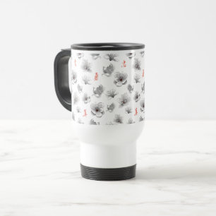 Mulan "Loyal Brave True" Flower & Spirit Pattern Travel Mug
