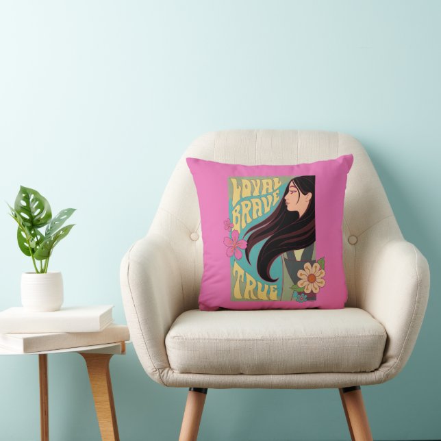 Mulan | Loyal Brave True Throw Pillow (Chair)