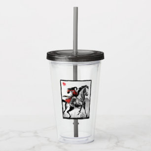 Mulan Riding Black Wind Framed Watercolor Acrylic Tumbler