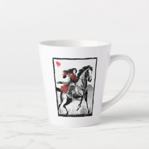 Mulan Riding Black Wind Framed Watercolor Latte Mug