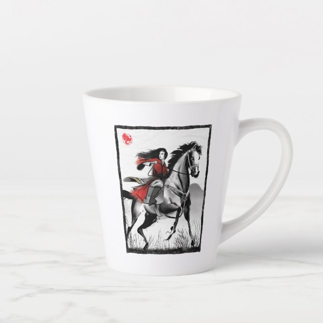Mulan Riding Black Wind Framed Watercolor Latte Mug (Right)