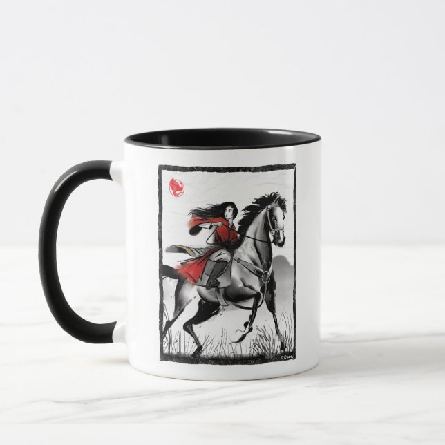 Mulan Riding Black Wind Framed Watercolor Mug (Left)