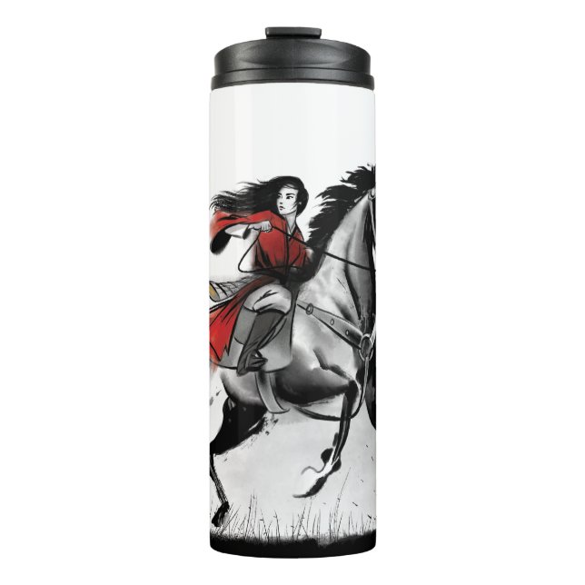 Mulan Riding Black Wind Framed Watercolor Thermal Tumbler (Front)