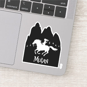 Mulan Riding Black Wind Past Mountains Silhouette