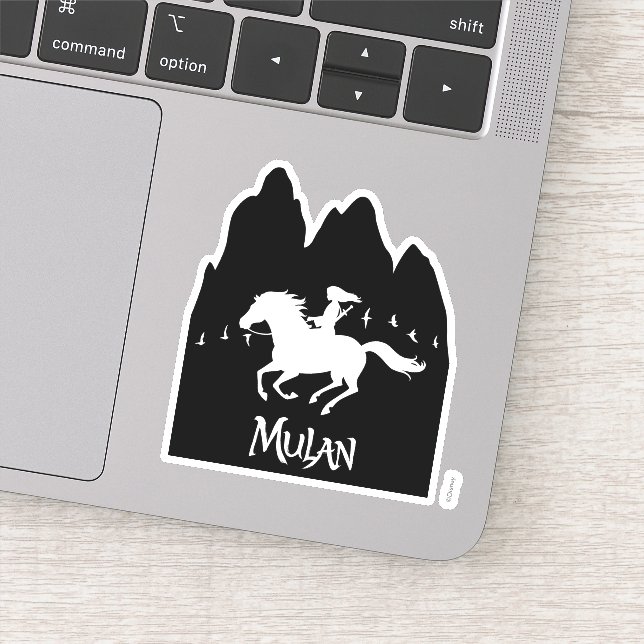 Mulan Riding Black Wind Past Mountains Silhouette (Detail)