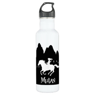 Mulan Riding Black Wind Past Mountains Silhouette 710 Ml Water Bottle