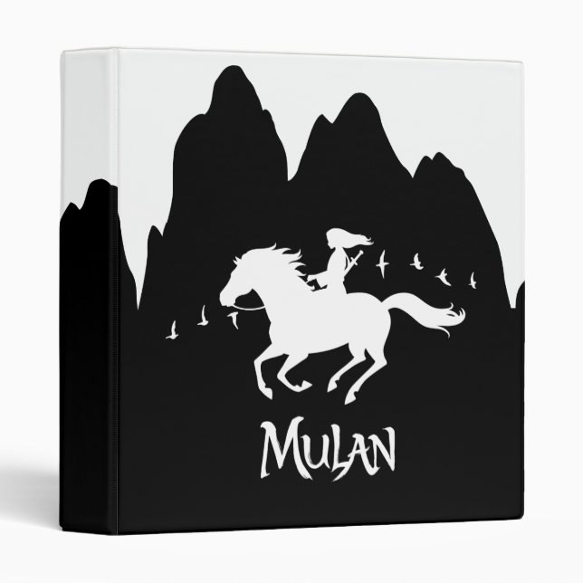 Mulan Riding Black Wind Past Mountains Silhouette Binder (Front/Spine)