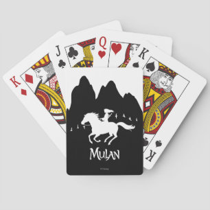 Mulan Riding Black Wind Past Mountains Silhouette Playing Cards