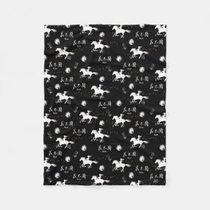 Mulan Riding Black Wind Silhouette Pattern Fleece Blanket